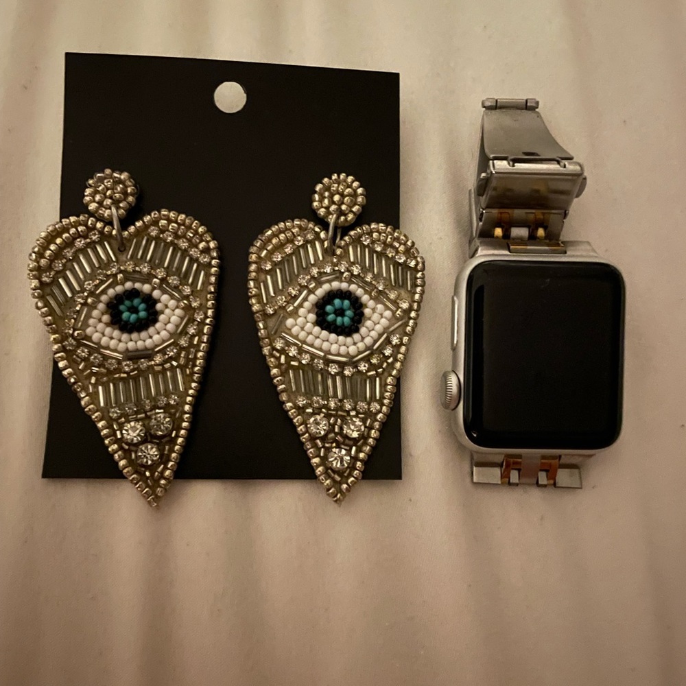 Beaded evil eye earrings